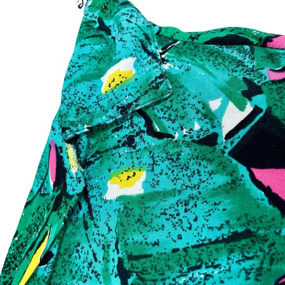 Vintage 90s Women's JAFF Floral Green Floral Button Up Top - Size Large - Picture 6 of 9